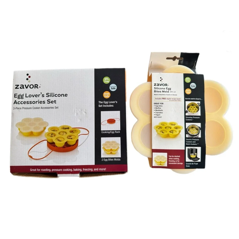 NEW Zavor Silicone Egg Lover's Set 3 Egg Bites Molds and Cooking Rack soufflé